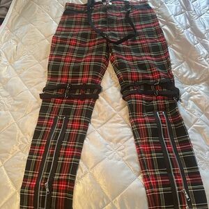 Hell Bunny Tartan Plaid Pants with Zipper Accents NEW!